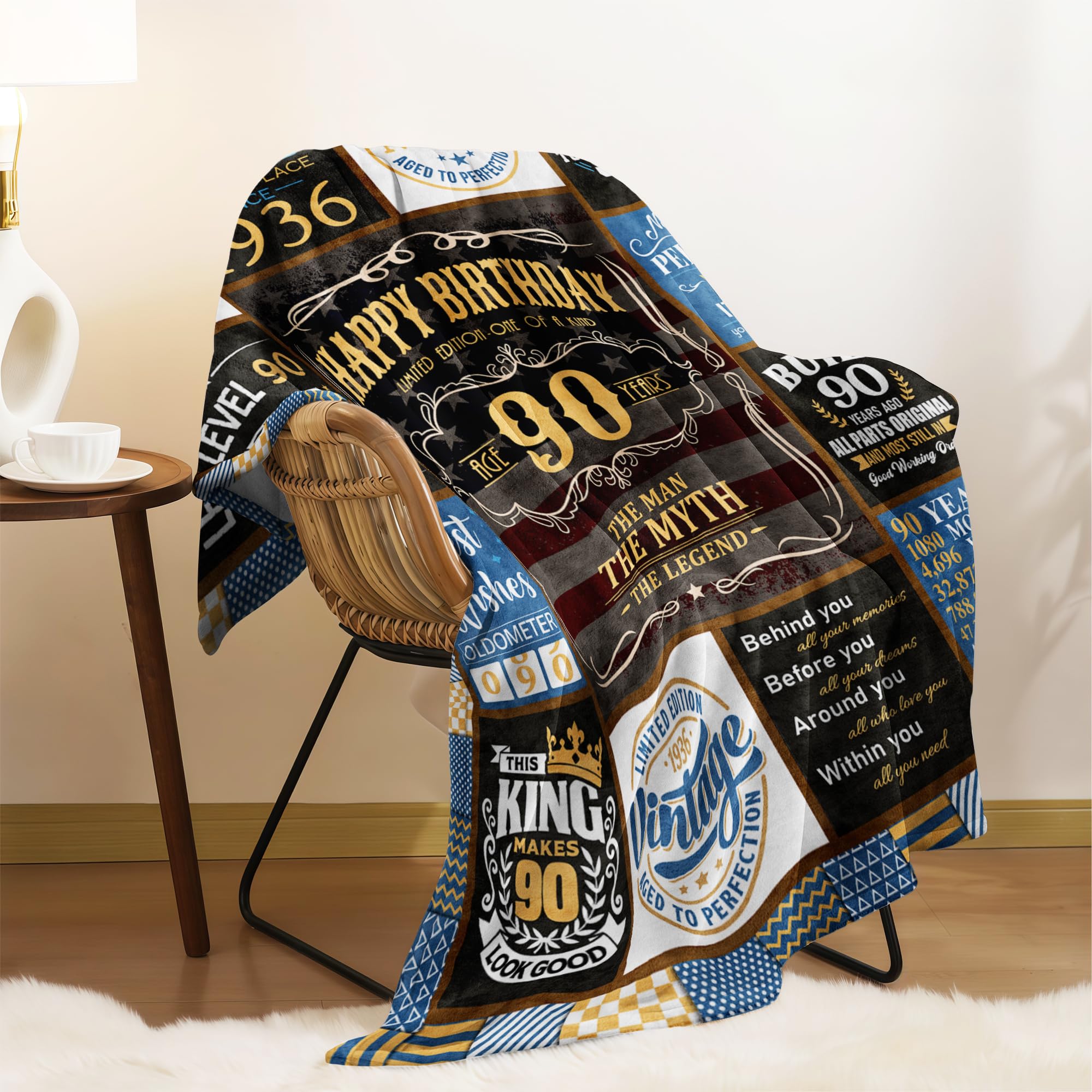VXDRZGT 90th Birthday Blanket 60 x 50 inch - 90th Birthday Gifts